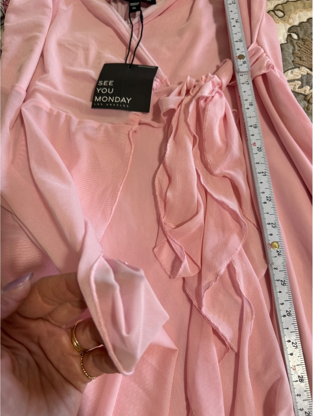 See You Monday Women’s Pink Wrap Maxi Dress Size XL-L NWT - Picture 8 of 8